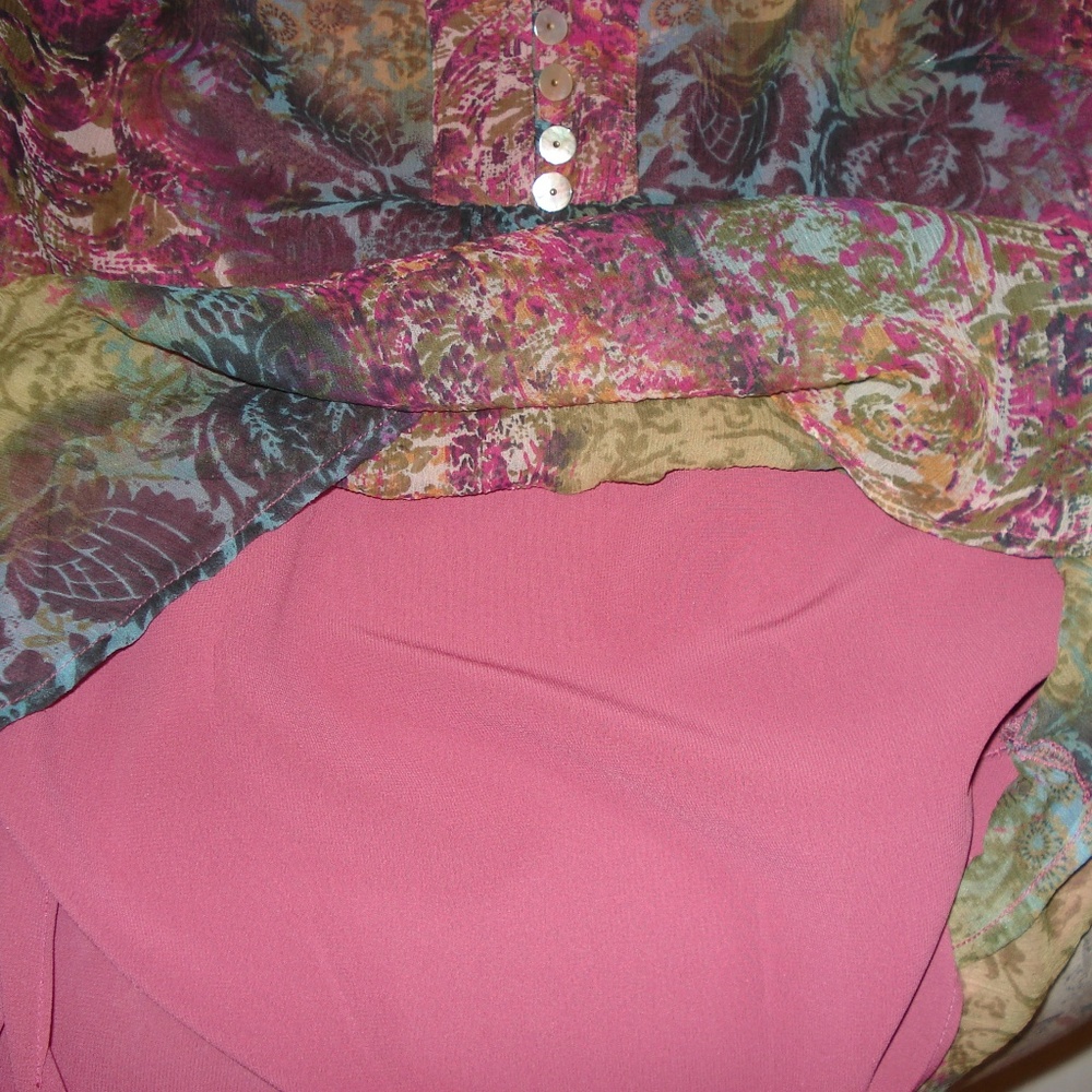 Coldwater Creek Layered 3/4 Sleeve Blouse Size M - Picture 7 of 8